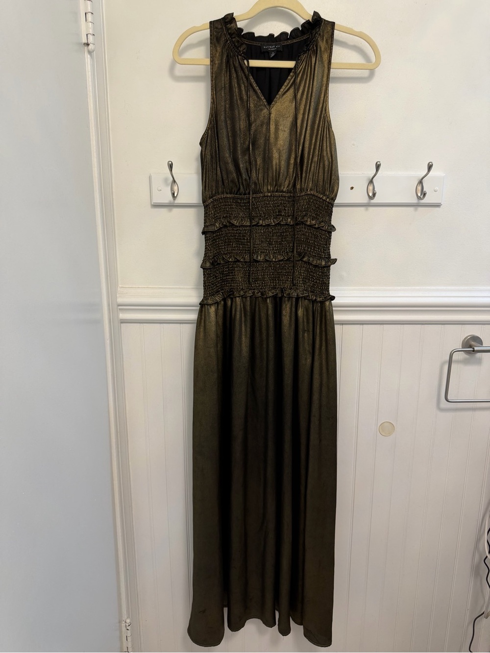 Current Air Metallic Gold  Maxi Dress with Smocked Waist